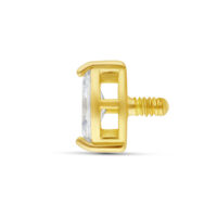 Attacco per piercing in oro 18K con zirconia, dimensione 4,0 mm, su sfondo bianco