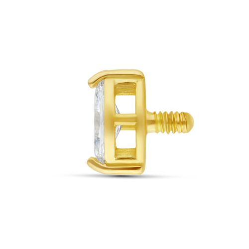 Attacco per piercing in oro 18K con zirconia, dimensione 4,0 mm, su sfondo bianco