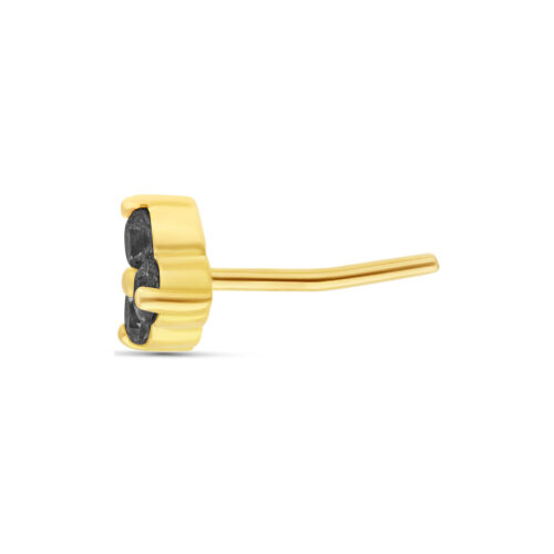 Attacco Trinity in oro 18K con cristalli neri su sfondo bianco