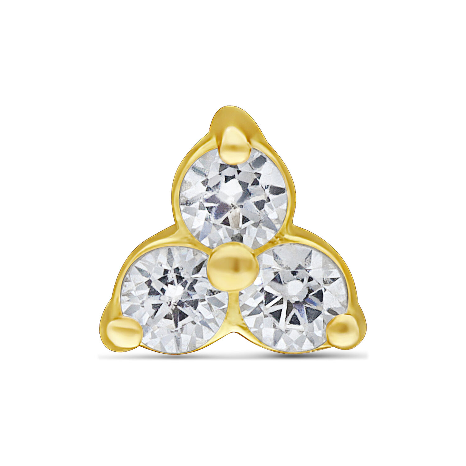 Attacco Trinity in 18K Oro con pietre cristallo chiaro su sfondo bianco