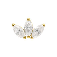 14K Gold Lotus con Moissanite Lotus d'oro con tre pietre di moissanite chiare