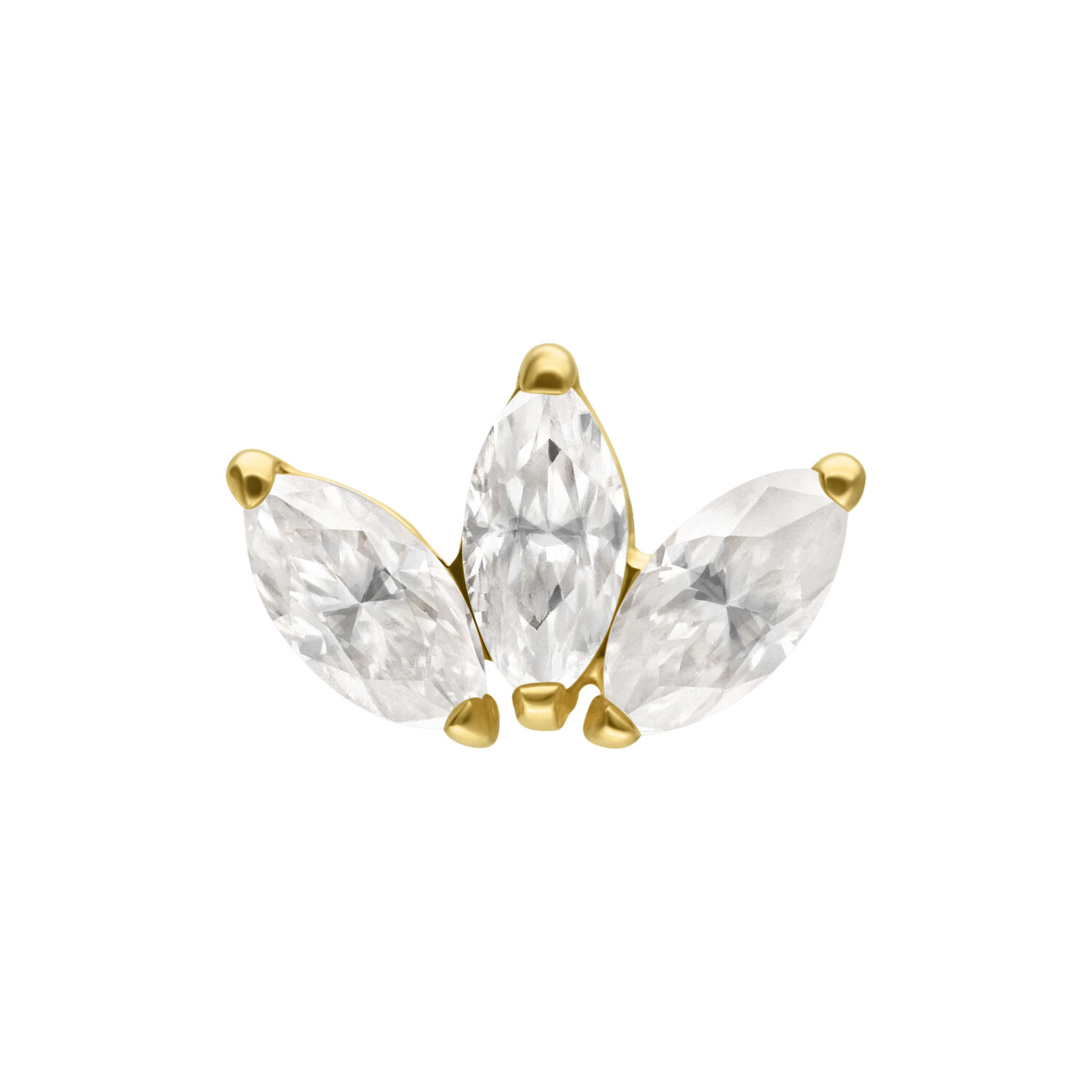 14K Gold Lotus con Moissanite Lotus d'oro con tre pietre di moissanite chiare