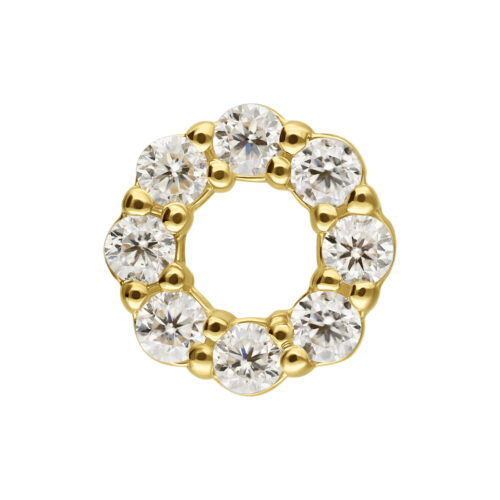 Attacco rotondo in oro 585 con scintillanti pietre di moissanite