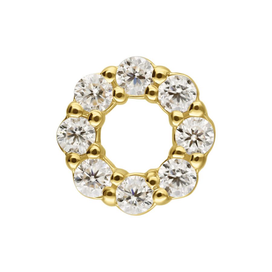 Attacco rotondo in oro 585 con scintillanti pietre di moissanite
