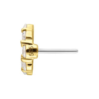14K Gold Moissanite Wreath Inserto Inserto push-fit dorato con cristalli di moissanite chiari su sfondo bianco