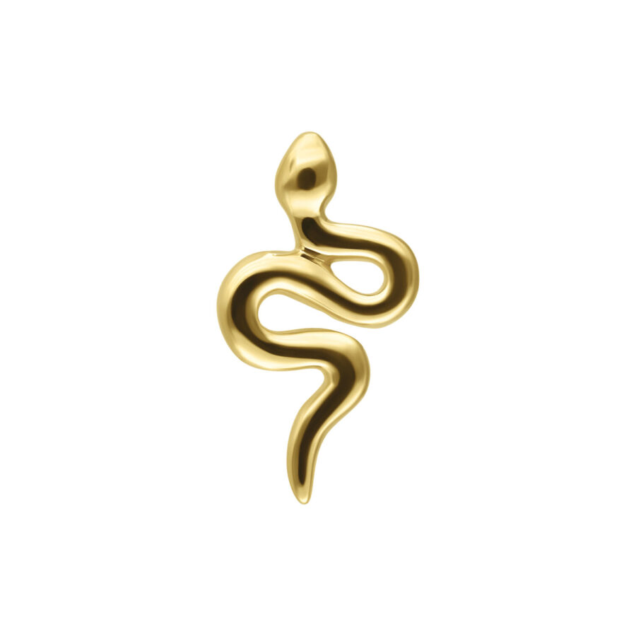 Punta a forma di serpente in oro 585 su sfondo bianco