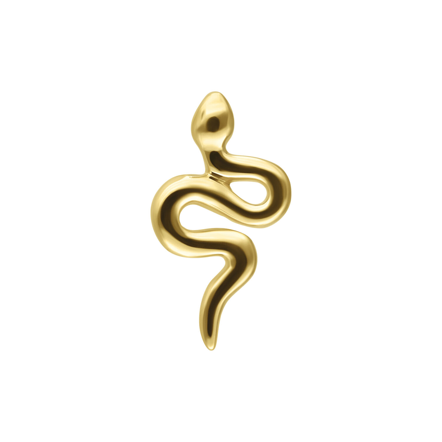 14K Goldener Push-Fit Schlange Aufsatz Punta a forma di serpente in oro 585 su sfondo bianco