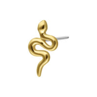 14K Gold Push-Fit Serpente Serpente d'oro in 14K per piercing Push-Fit su sfondo bianco
