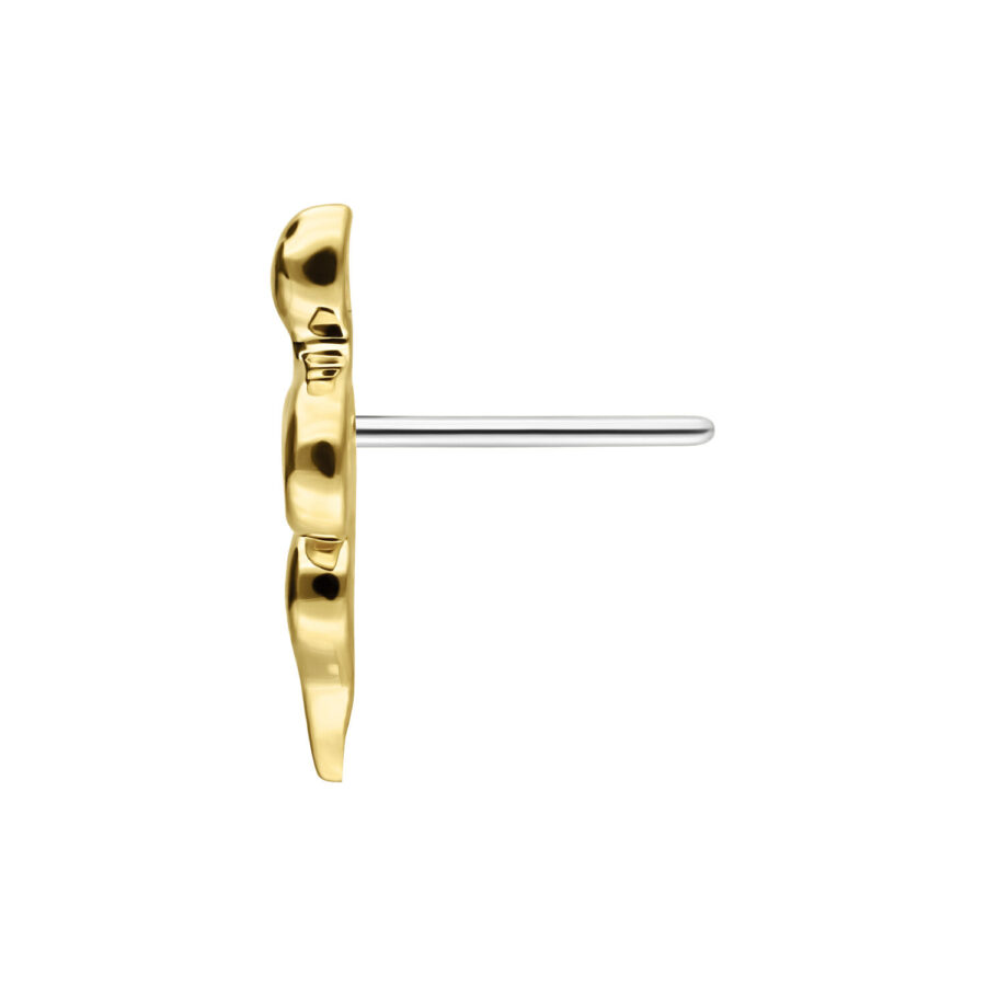 Attacco a serpente in oro per piercing Push-Fit su sfondo bianco
