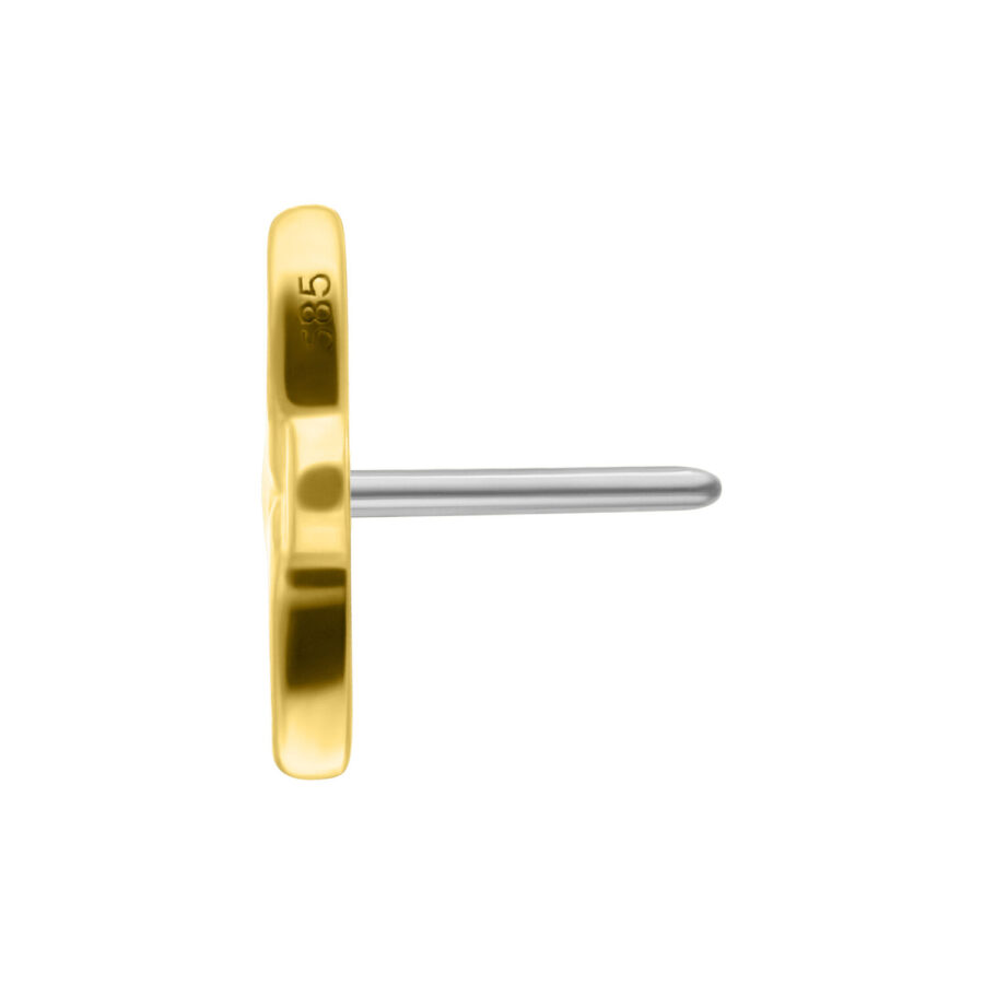 Attacco in oro a forma di loto con filettatura push-fit su sfondo bianco