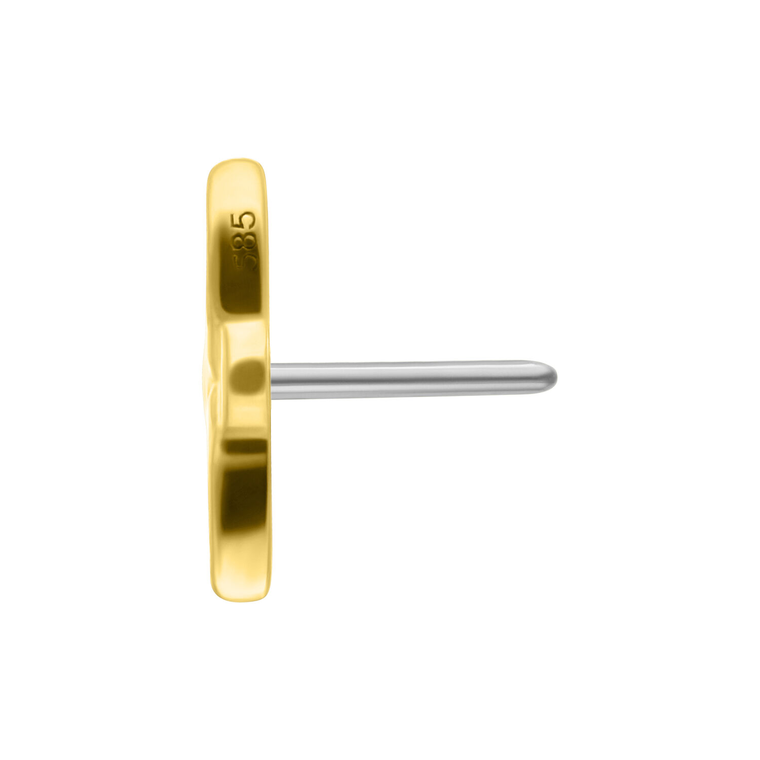 Attacco in oro a forma di loto con filettatura push-fit su sfondo bianco