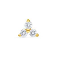 14K Gold Trinity con cristalli Trinity dorato con tre cristalli chiari su sfondo bianco