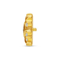 14K Gold Girasole con Cristallo Girasole dorato con cristalli chiari su sfondo bianco