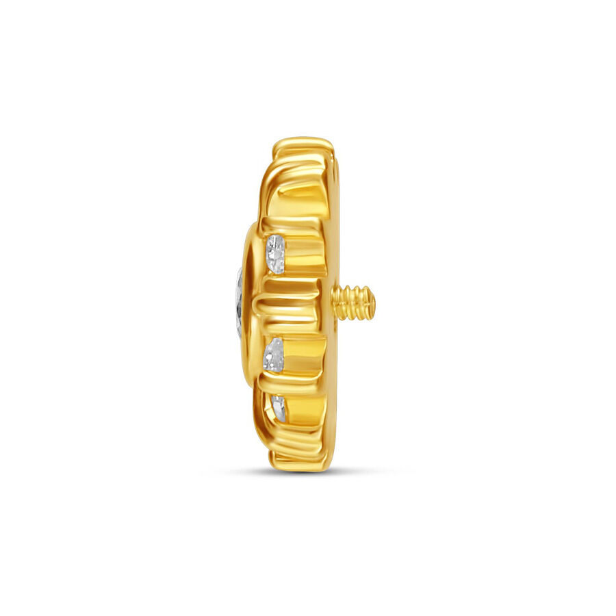 14K Gold Girasole con Cristallo Girasole dorato con cristalli chiari su sfondo bianco