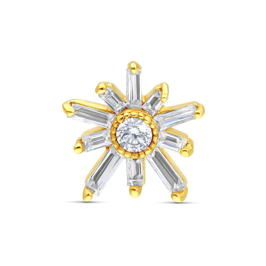14K Gold Cristallo Stella Inserto Inserto dorato con pietre cristalline a forma di stella su sfondo bianco