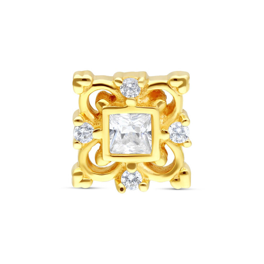 14K Gold Oriental Flower con Cristalli Decorazione dorata a forma di fiore con cristalli chiari su sfondo bianco
