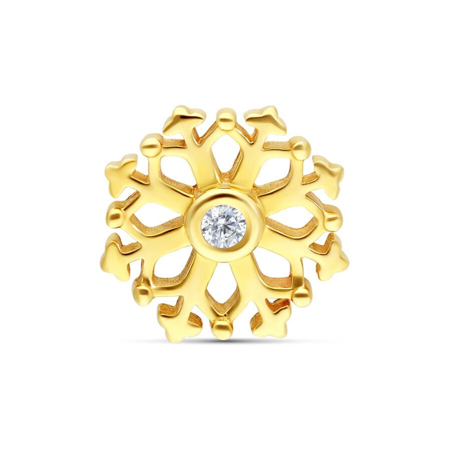 Attacco Fiocco di Neve in Oro 14K con Cristallo Attacco fiocco di neve in oro 14K con cristallo chiaro su sfondo bianco
