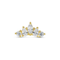 14K Gold Tiara Attacco con Cristalli Attacco tiara dorato con cristalli chiari su sfondo bianco