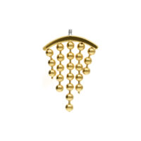 Attacco per piercing Helix in oro con sfere su sfondo bianco
