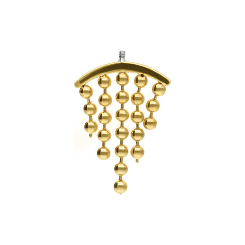 Attacco per piercing Helix in oro con sfere su sfondo bianco