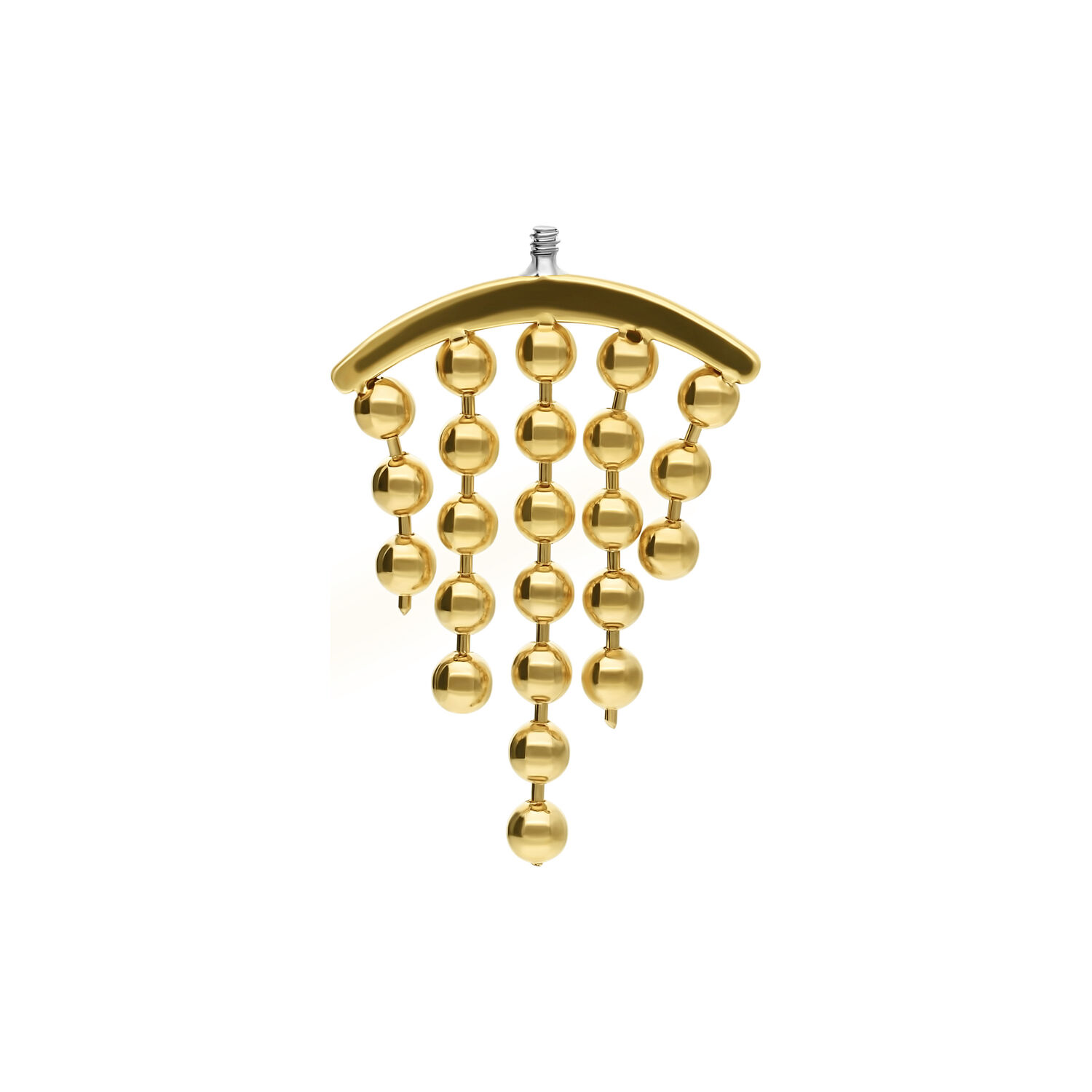 Attacco per piercing Helix in oro con sfere su sfondo bianco