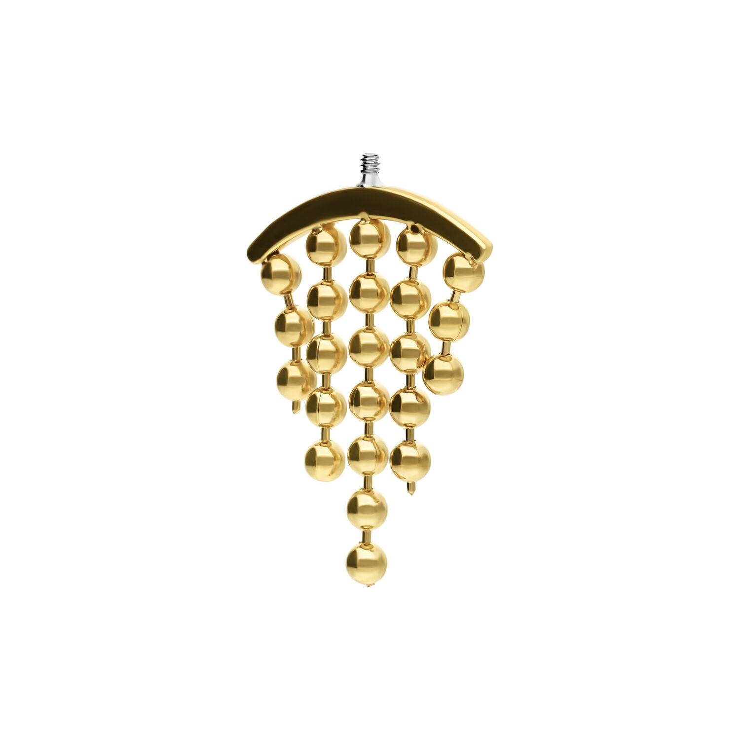 Accessorio per piercing Helix in oro con cristalli chiari su sfondo bianco