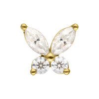 Accessorio a farfalla d'oro con cristalli di moissanite chiari