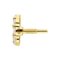 Attacco in Oro 14K con Moissanite e Filettatura Interna Attacco dorato con pietre di moissanite e filettatura interna su sfondo bianco