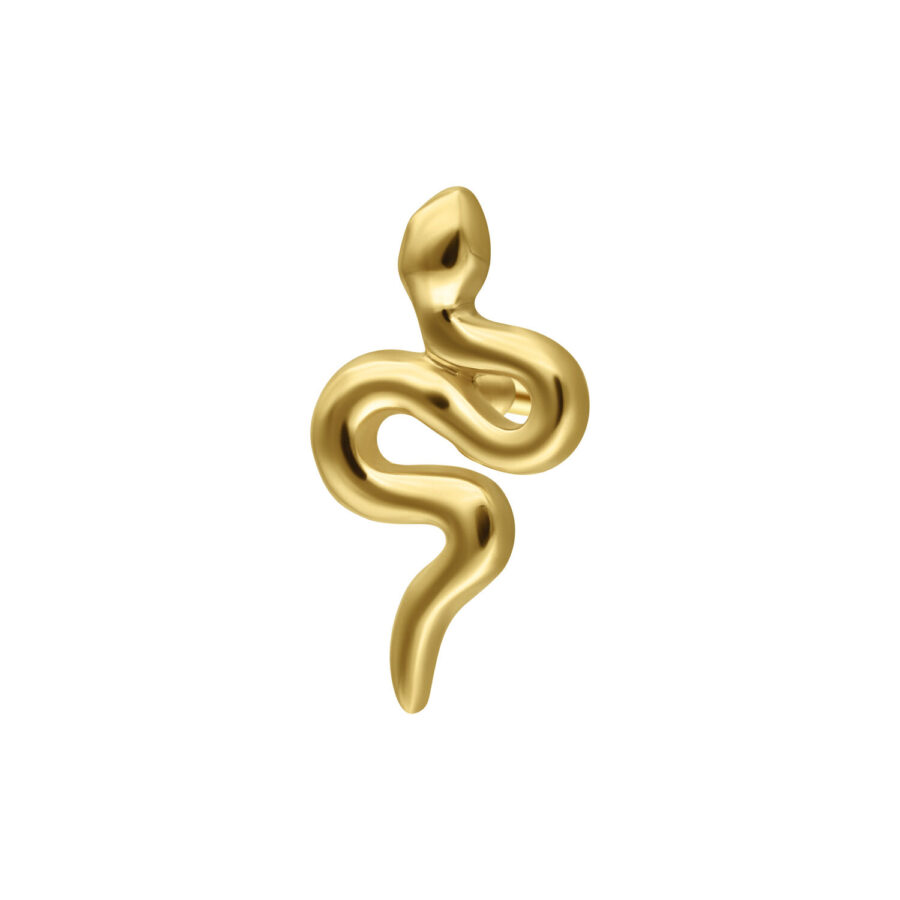 Attacco a serpente d'oro 14K su sfondo bianco