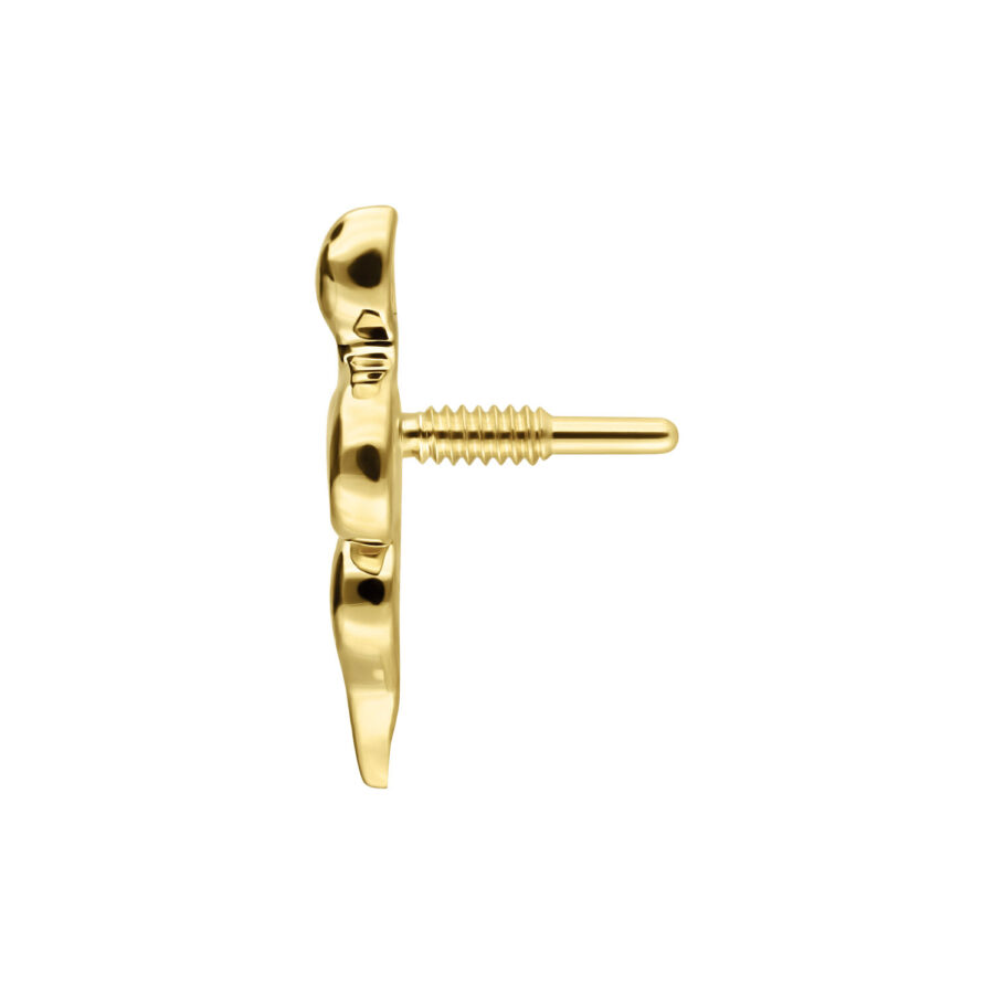 Attacco Snake Perfect Fit 14K in oro con filettatura interna su sfondo bianco