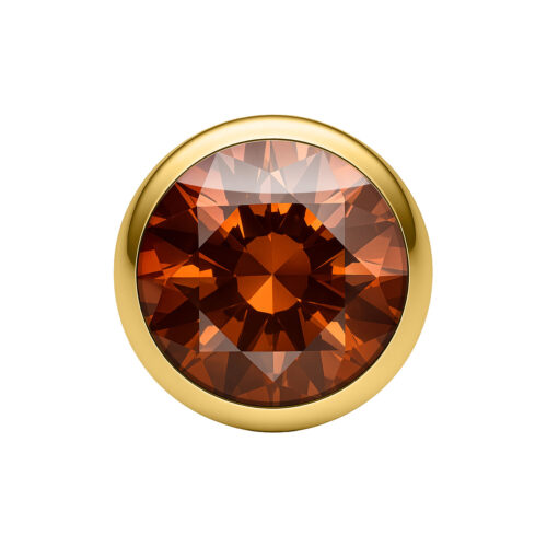 Sfera di cristallo dorata con colore caramello, 3,0 mm, su sfondo bianco