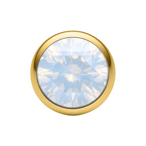 Sfera di cristallo dorata con cristallo bianco, 2,5 mm, su sfondo bianco