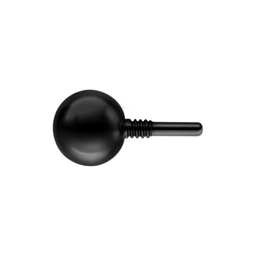 Sfera nera 2,5 mm per Labret con filettatura interna su sfondo bianco
