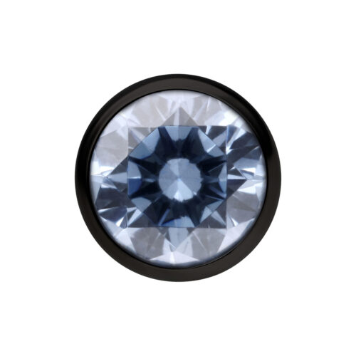 Sfera di cristallo nera 3mm con cristallo grigio-blu su sfondo bianco