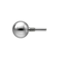 Sfera in metallo argentato con diametro di 2,5 mm su sfondo bianco