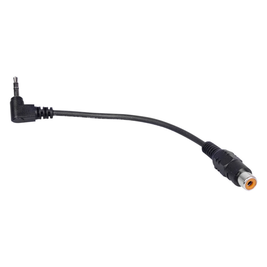 Cavo Adattatore Nero HAWK con connettori 3.5mm Cinch su sfondo bianco
