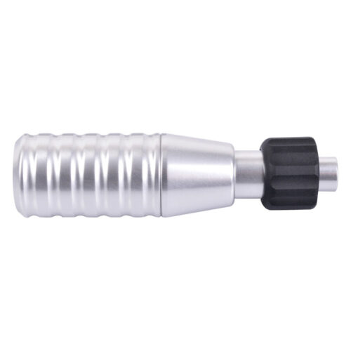Manico HAWK 22mm argento, scanalato, con attacco nero su sfondo bianco