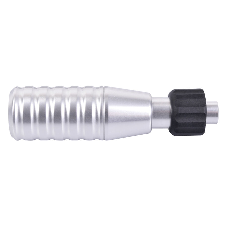Manico HAWK 22mm argento, scanalato, con attacco nero su sfondo bianco