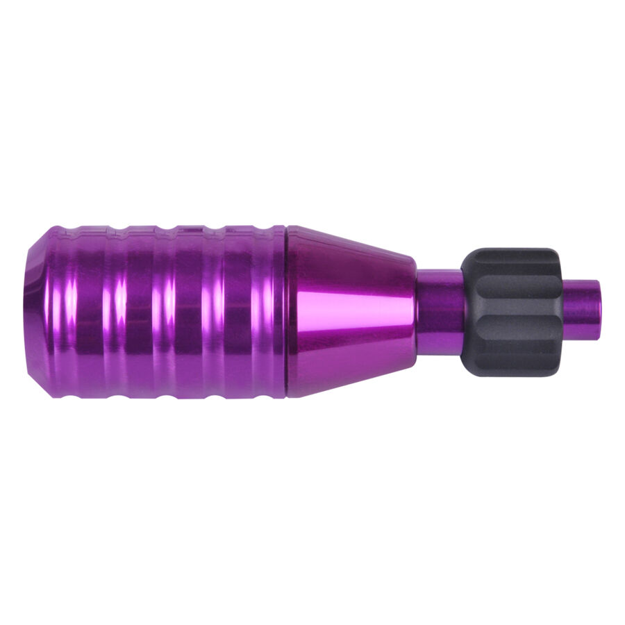Impugnatura viola 25mm in metallo con superficie zigrinata, vista laterale