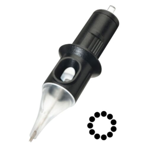 Ago Cheyenne Tattoo Shader nero con 11 aghi, spessore ago 0.35 mm, su sfondo bianco