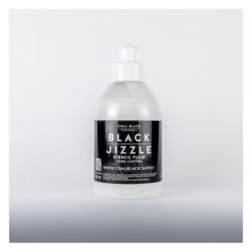 Flacone da 250 ml di accessori per tatuaggi Black Jizzle su sfondo bianco