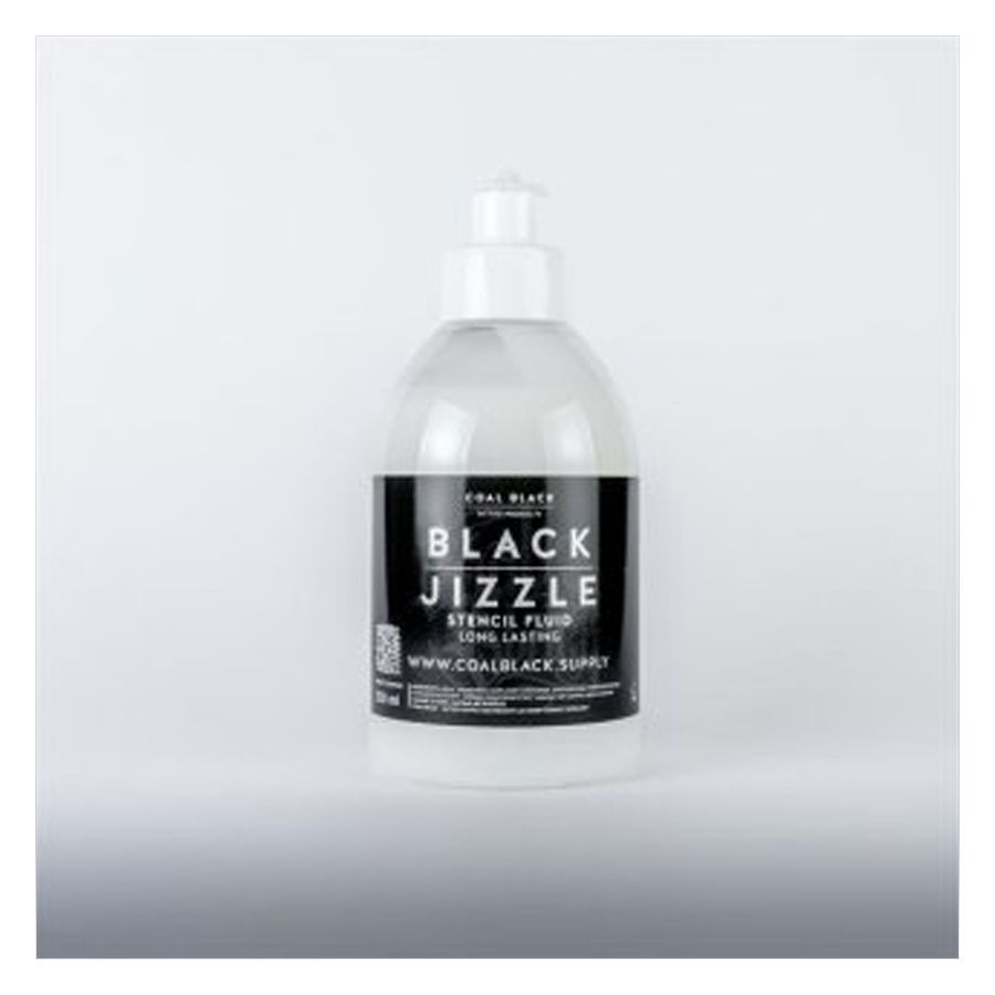 Flacone da 250 ml di accessori per tatuaggi Black Jizzle su sfondo bianco