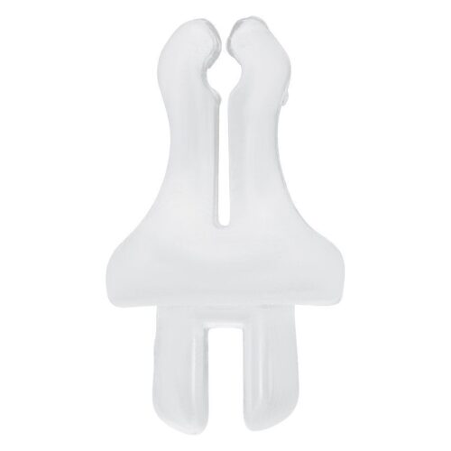 Clip in PTFE trasparente per display Body Bit su sfondo bianco
