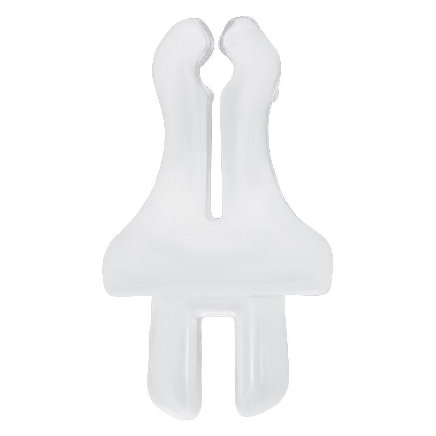 Clip in PTFE trasparente per display Body Bit su sfondo bianco