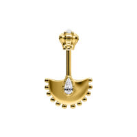 Barbell Helix verticale dorato con cristallo chiaro su sfondo bianco