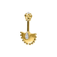 Barbell Helix dorato con cristalli chiari su sfondo bianco