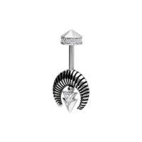 Barbell Helix Argento con cristallo chiaro su sfondo bianco