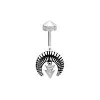 Barbell per piercing helix in argento con cristallo chiaro su sfondo bianco