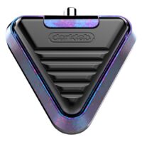 Pedale triangolare in alluminio, nero con accenti rosa-blu