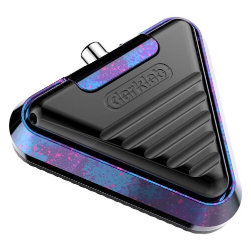 Delta Footswitch a forma di triangolo, nero con accenti rosa-blu, alluminio